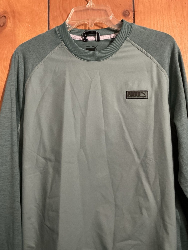 Puma Men's Pullover Jacket Green Long Sleeve Size Medium Pockets