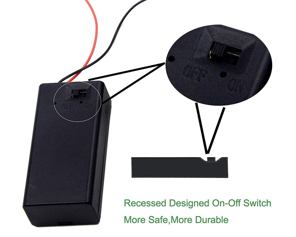 LampVPath (Pack of 2 9v Battery Holder, 9 Volt Holder with Switch,...
