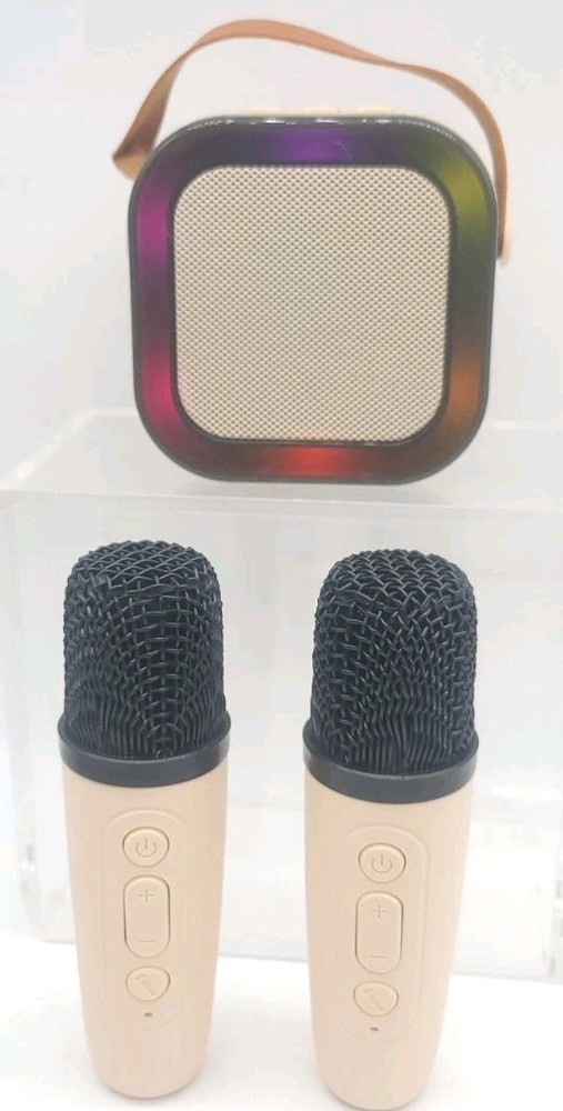 Wireless Mini Karaoke Machine 2 Microphones Bluetooth Speaker Lights