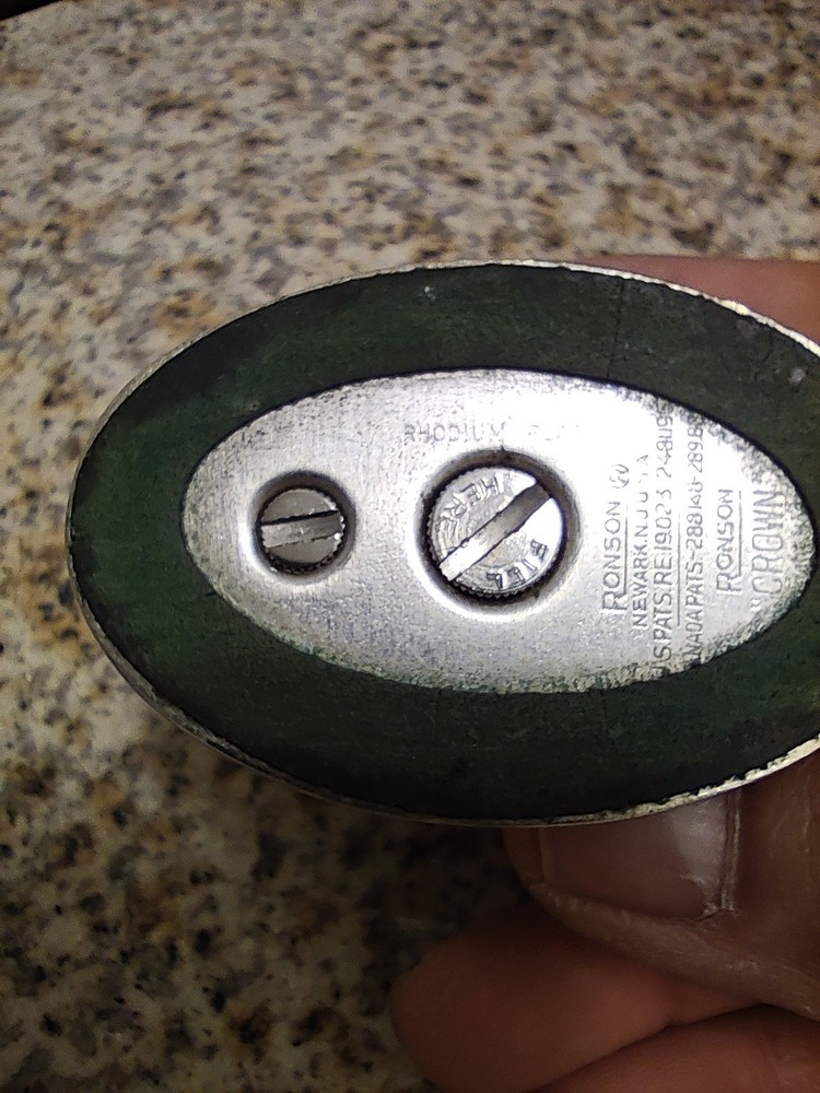 Ronson Table Lighter Crown Rhodium Plated