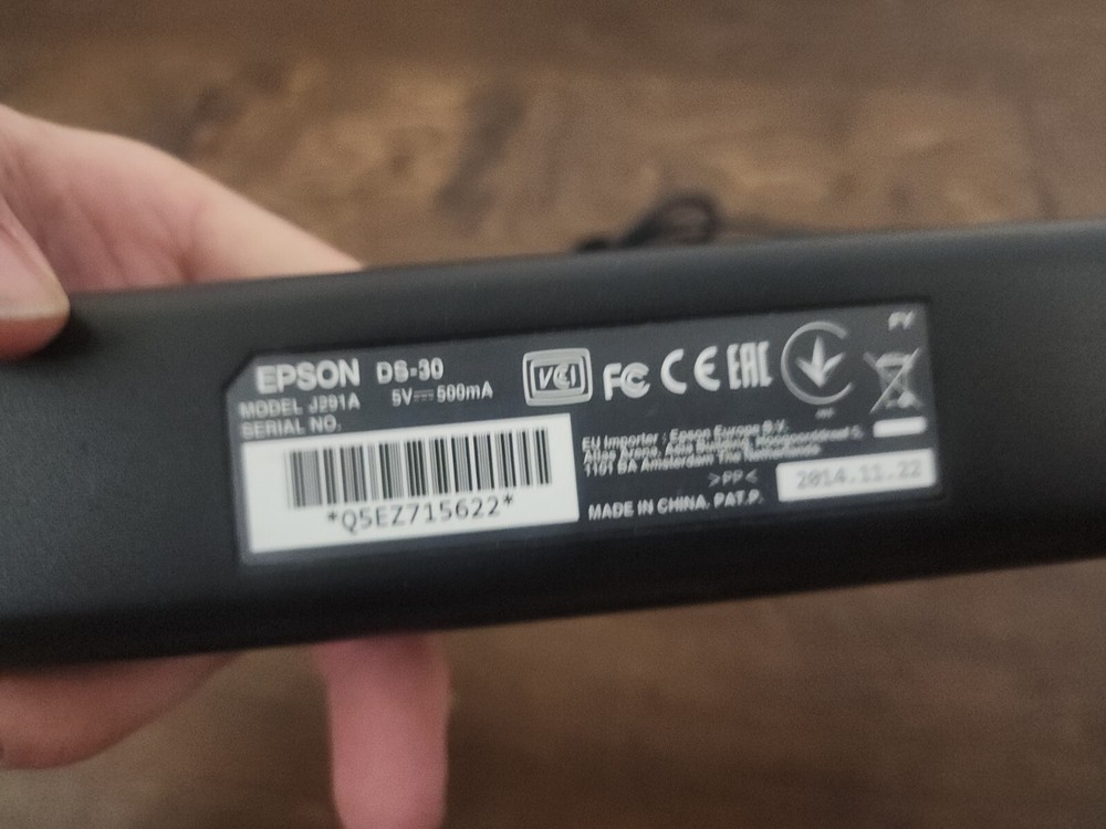 Epson WorkForce DS-30 Portable Scanner Black USB Connection Cable Works