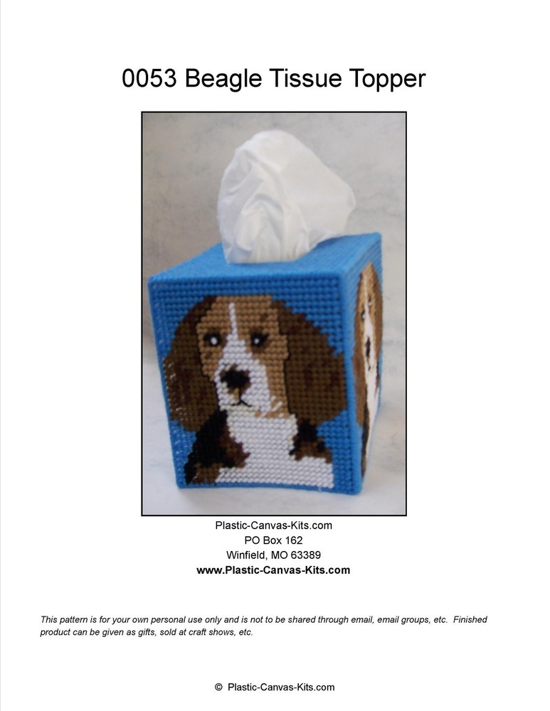 Beagle Dog Tissue Topper-Plastic Canvas Pattern or Kit