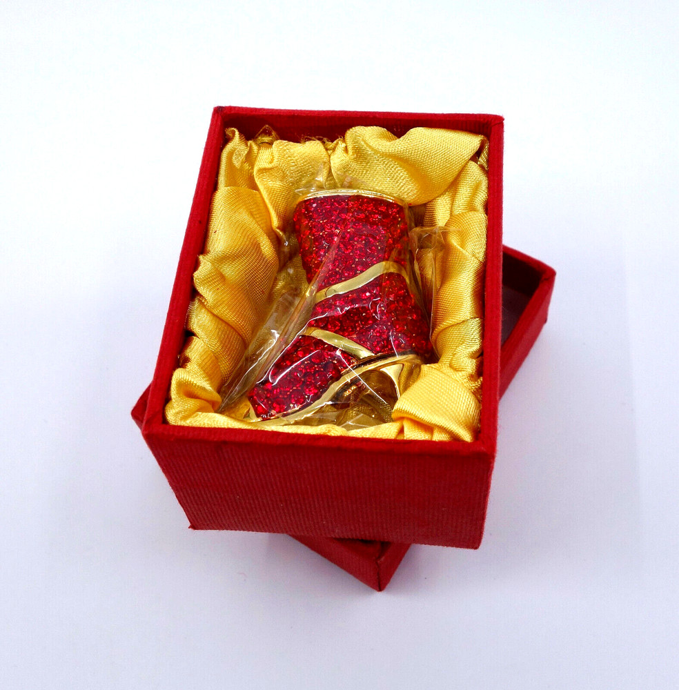 * WOW! RED AND GOLD AUSTRIAN CRYSTAL MINIATURE HIGH-HEELED BOOT *