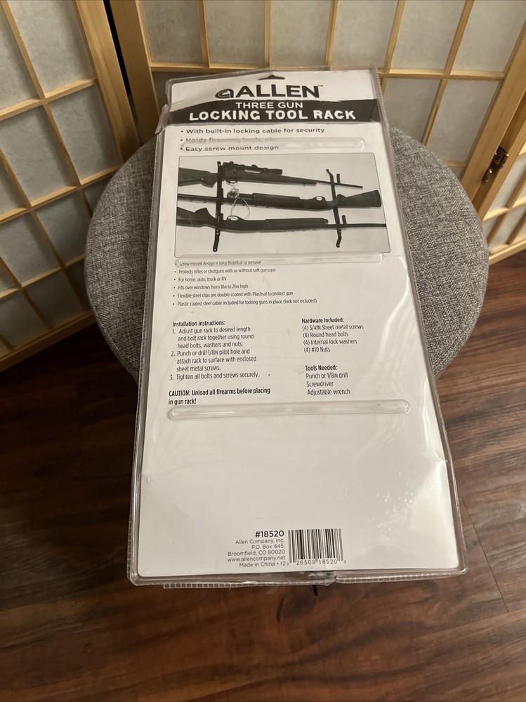 Allen Three Gun Locking Tool Rack Mounting 18520 Open Box Free Shipping