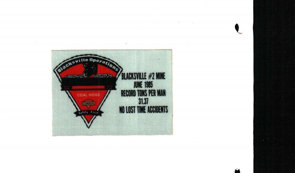 NICE BLACKSVILLE 2 COAL HOG  CONSOL COAL CO. COAL MINING STICKER # 806