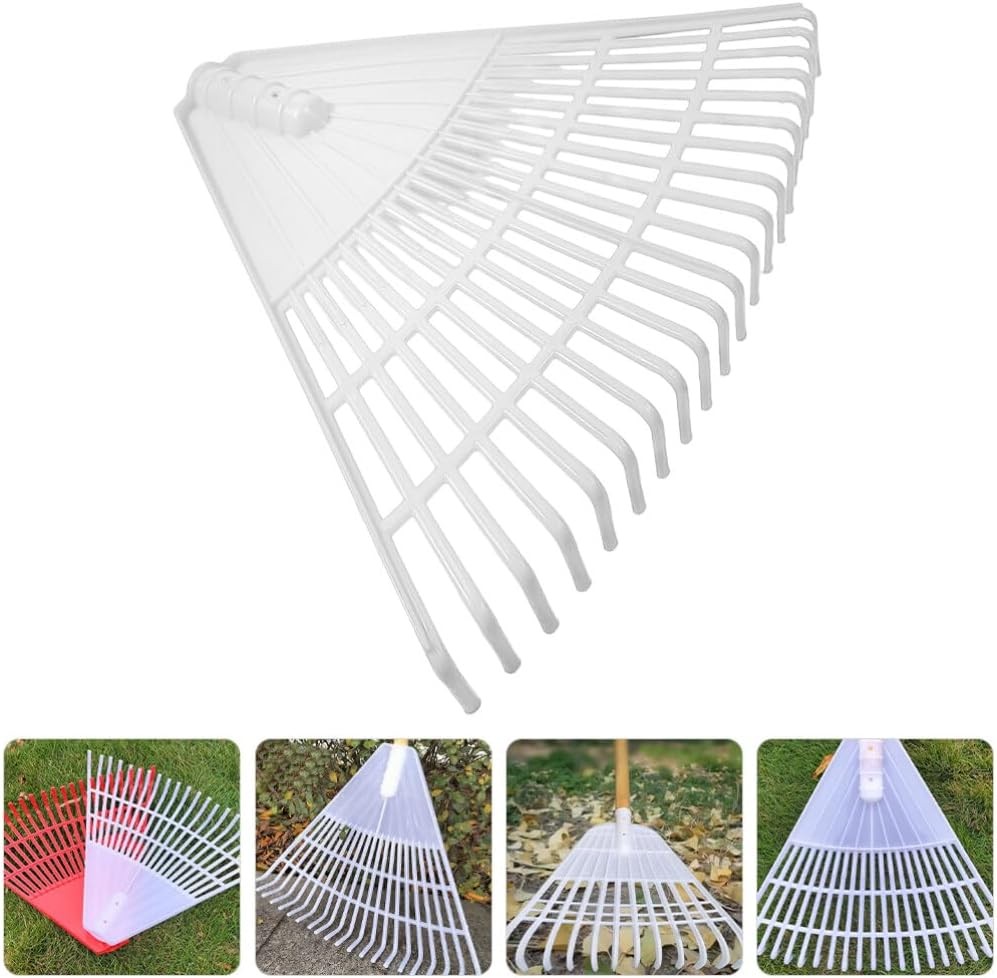 Heavy Duty Leaf Rake for Lawns Lightweight Plastic Efficient White