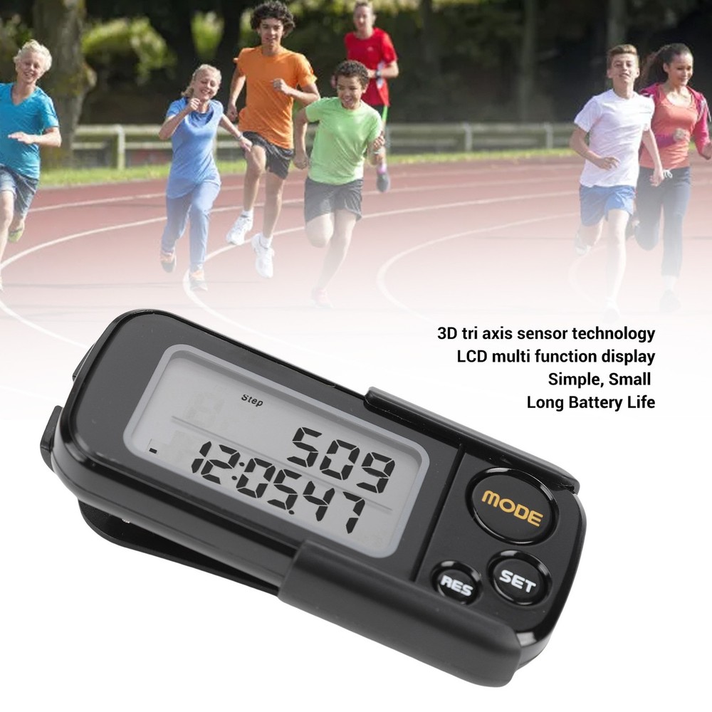 Accurate Step Counter Large Digital Display For Men Women Black
