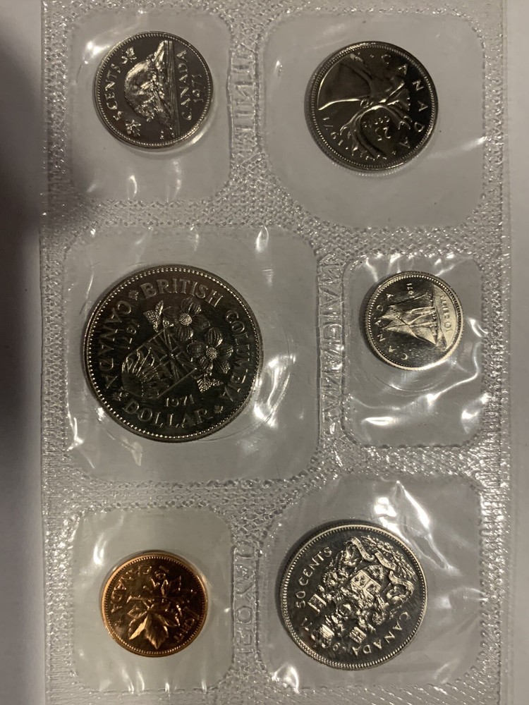 1971 CANADA PL PROOF LIKE UNCIRCULATED COIN SET CELLOPHANE ENVELOPE COA