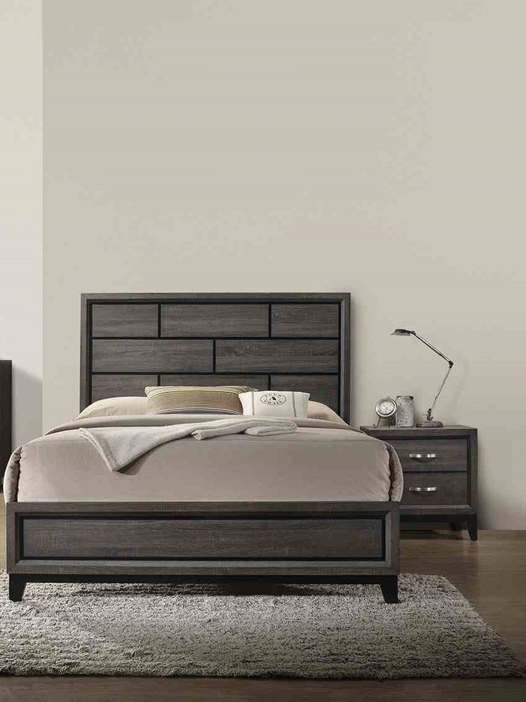 Contemporary Style Eastern King Size 1pc Bed Set Panel Style HB Two Tone Design