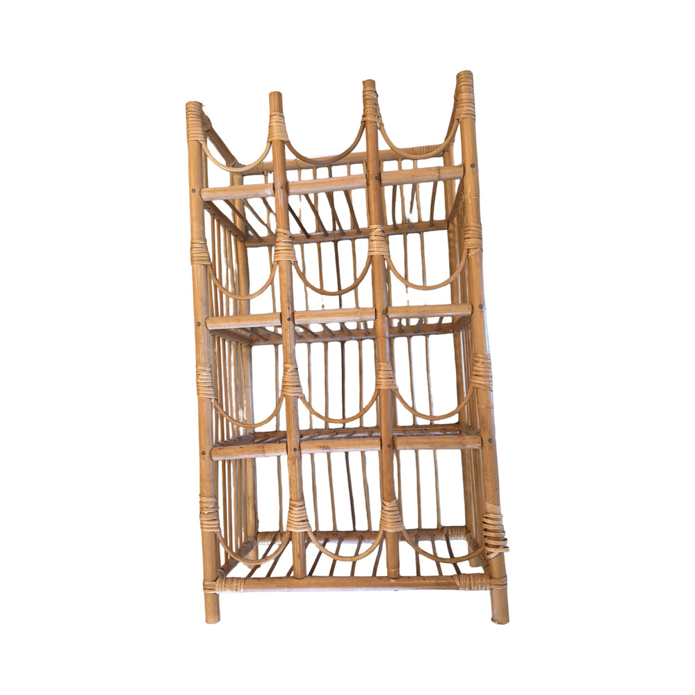 Vintage Bamboo 9 Bottle Wine Rack