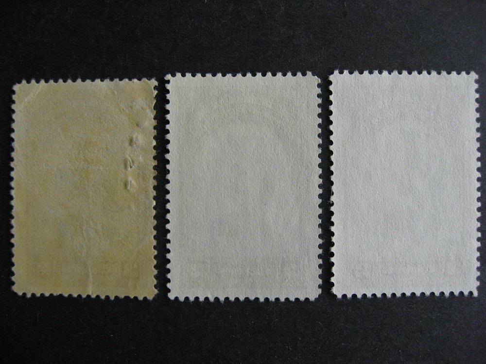 Canada Sc 247 war memorial 3 stamps with progressive centre shift
