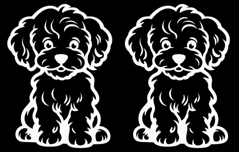 Poodle Two 5" White Vinyl Decals Car Truck Window Laptop Tablet Notebook