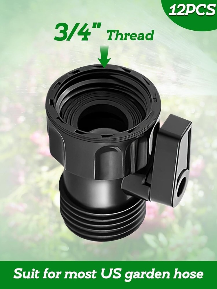 12 Pack 3/4'' Plastic Garden Hose Shut off Valve Thread Connector Coupling