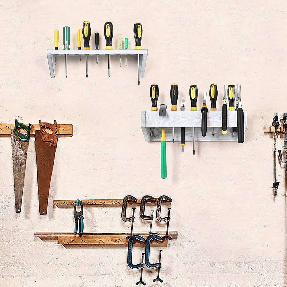2 Pack Screwdriver Holder Wall Mount Storage Rack Organizer Workshop Shed Garage