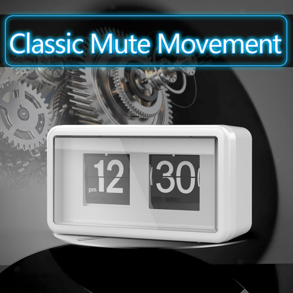 Auto Flip Clock Large Number Display Silent Modern Decoration Shelf Table Clock