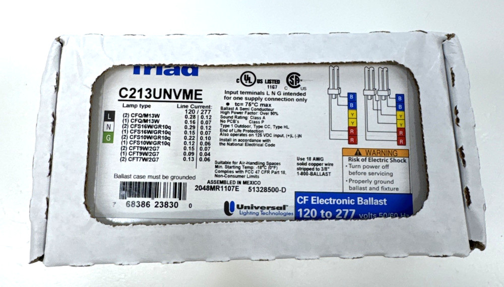 Universal Triad C213UNVME CF Electronic Ballast (New)