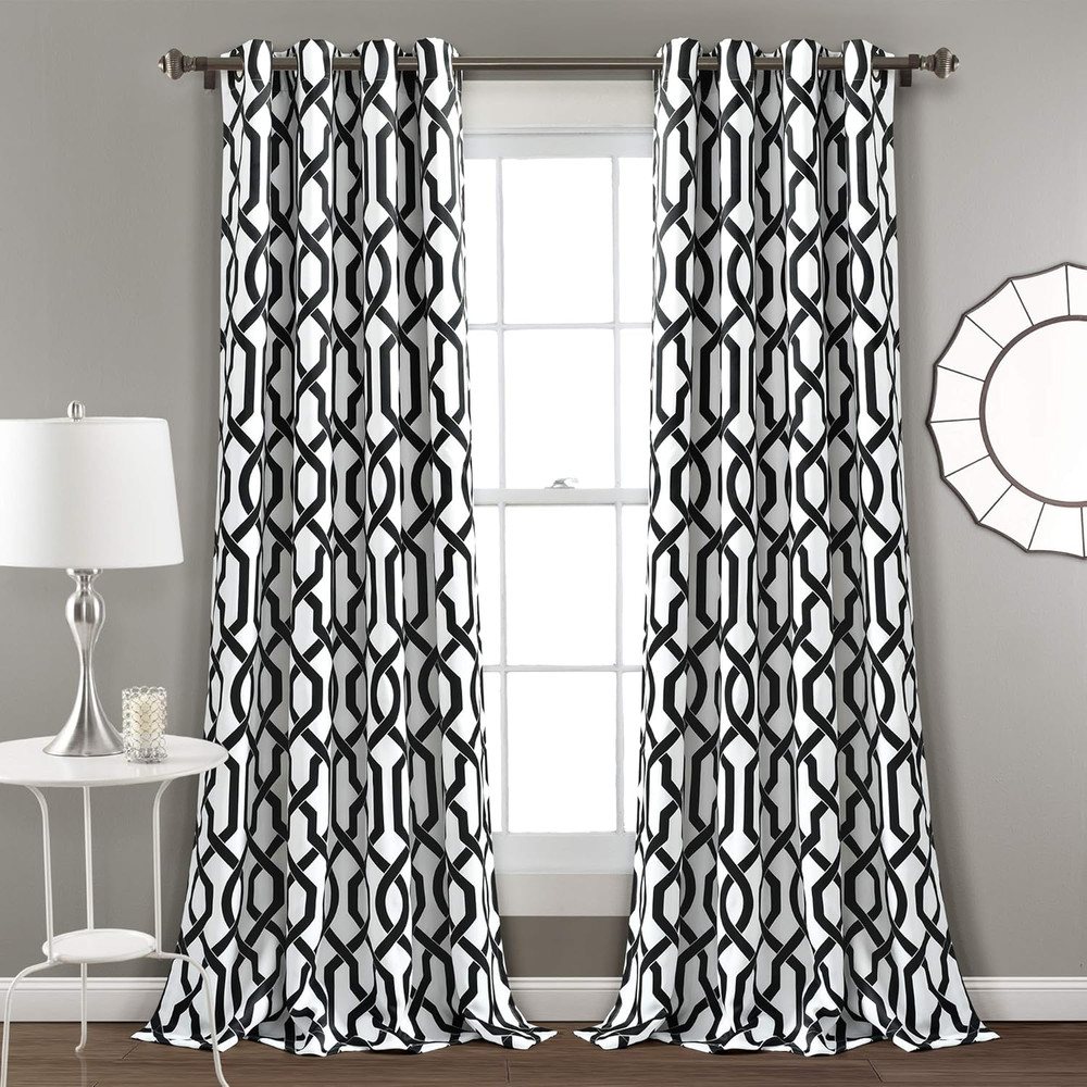 Edward Trellis Curtains Light Filtering Window Panel Set for Living, Dining, Bed