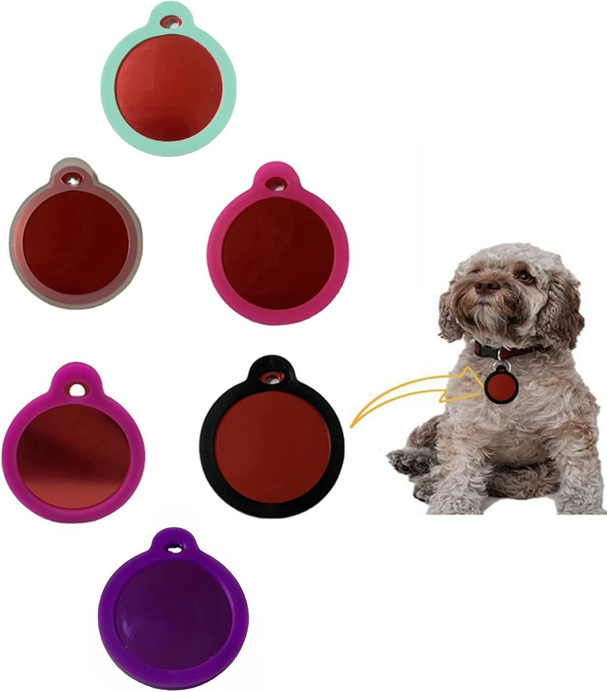 6 Pack round Silicone Dog Tags - Personalized & Lightweight, Quiet Silencer