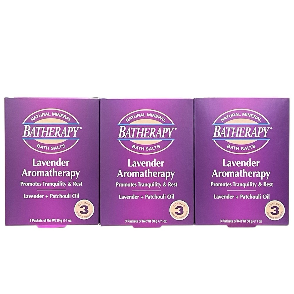 QUEEN HELENE Batherapy Natural Mineral Bath LAVENDER 3 Boxes With 3 Packets