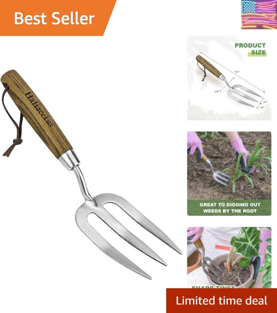 Garden Hand Fork, Hand Weeding Fork with Sharp Tine for Easy Uprooting Large ...