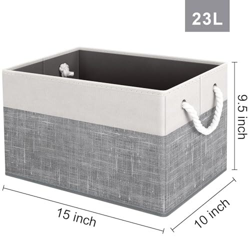 Storage Bins [3-Pack], Foldable Storage Baskets for 3Pack White & Grey