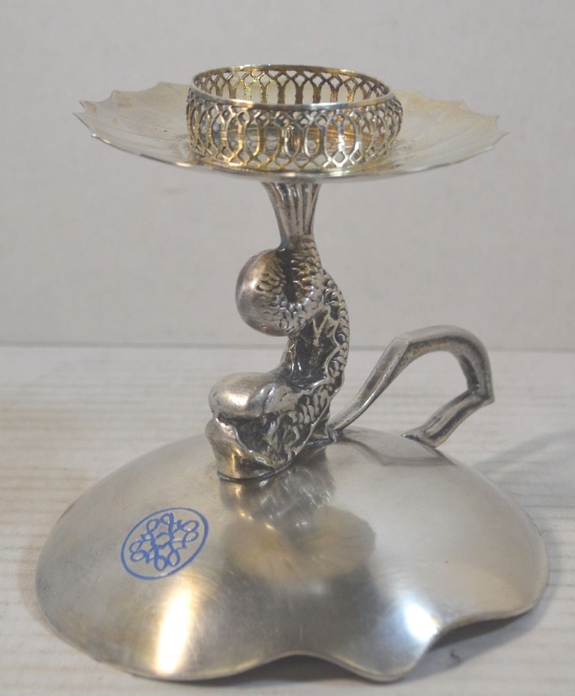 Antique Silver and Silverplate Chamberstick Candlestick