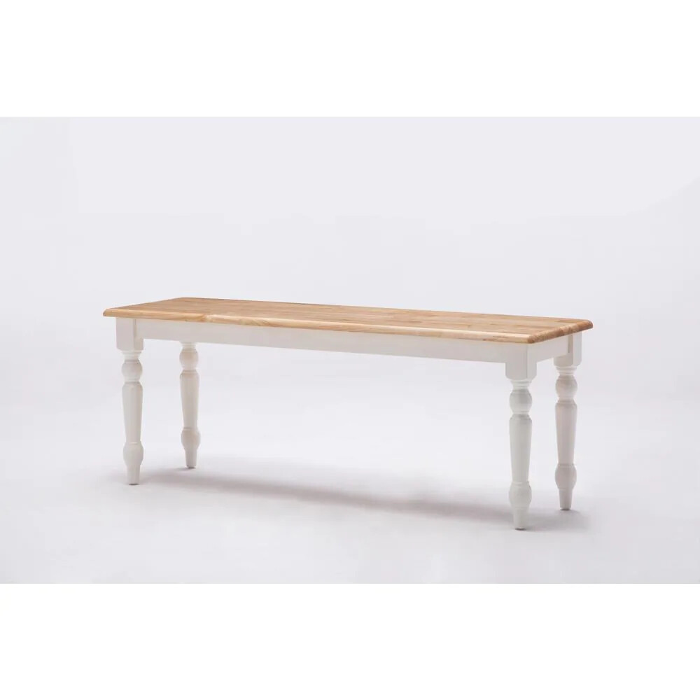 Boraam Bench Solid Hardwood Construction Backless White Finish Legs 14 in. Depth