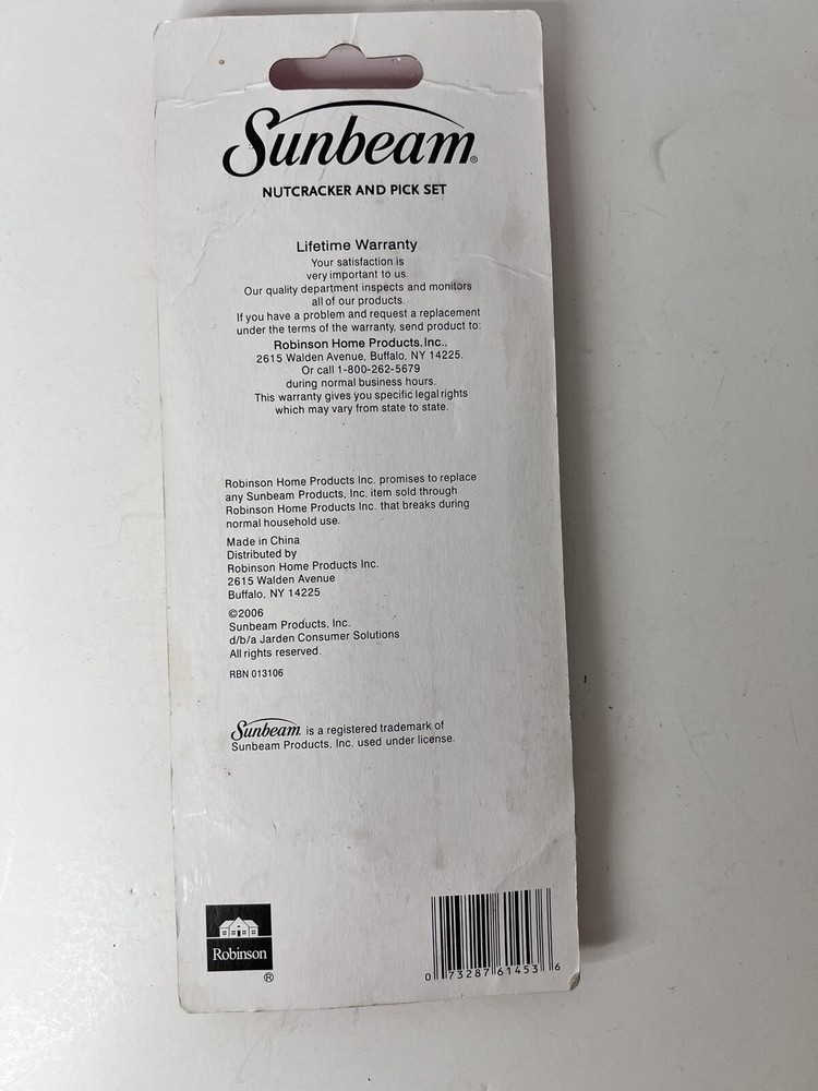 Sunbeam Nutcracker & Pick Set - Decorative Nut Cracker with 4 Picks - New!