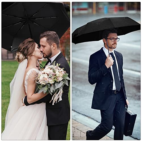 9 Pack Compact Umbrellas Bulk Folding Automatic Windproof Waterproof Black