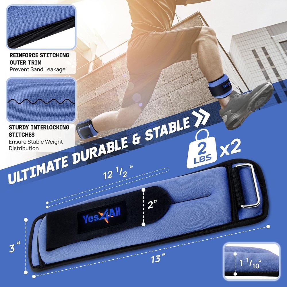 Adjustable Ankle & Wrist Weights 2lbs Pair - Elevate Workouts Elegantly