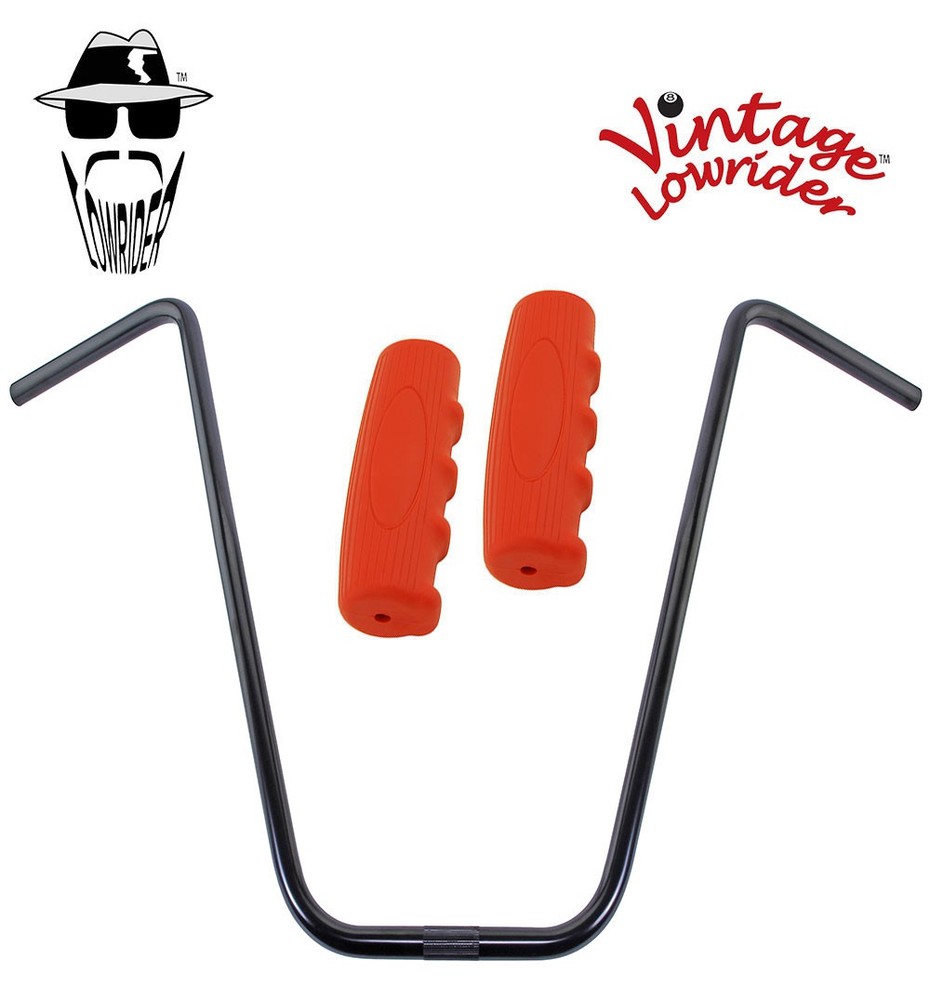 Original Lowrider 24" 22.2 D Handlebar Black 0214 120mm Grips Solid/Red