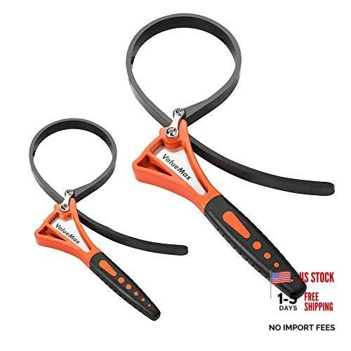 2-piece Rubber Strap Wrench Set, Adjustable Straps with Max Diameter 4"