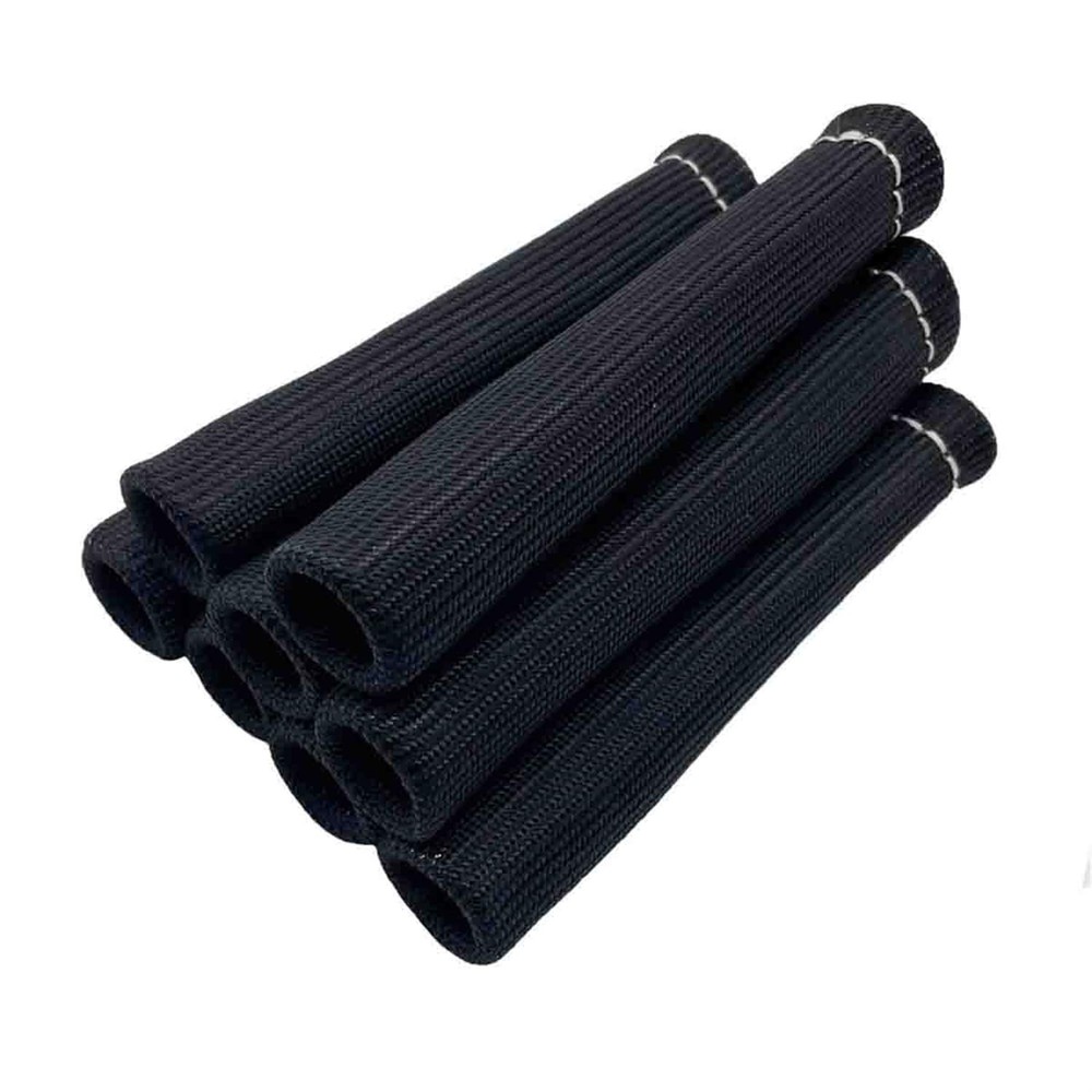 8PCS 2500° Spark Plug Wire Heat Shield Boots Black