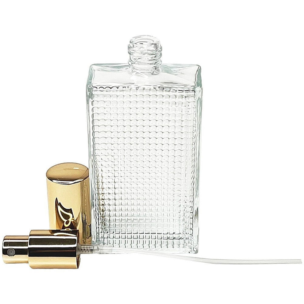 100ml 3.3oz Perfume Front Grid Glass Spray Bottles Gold Atomizer Refillable