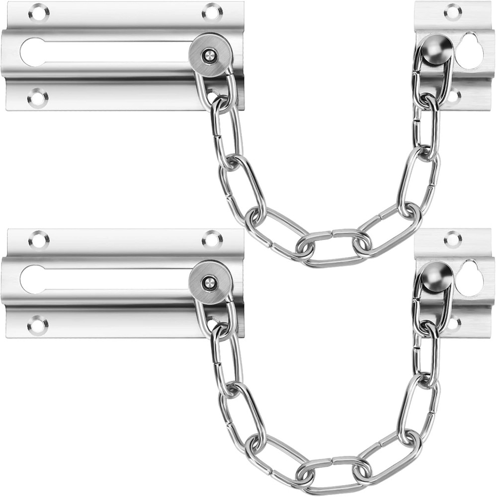 2 Pack Door Chain Lock, Premium Thickened Lock with 12 Silver - 2