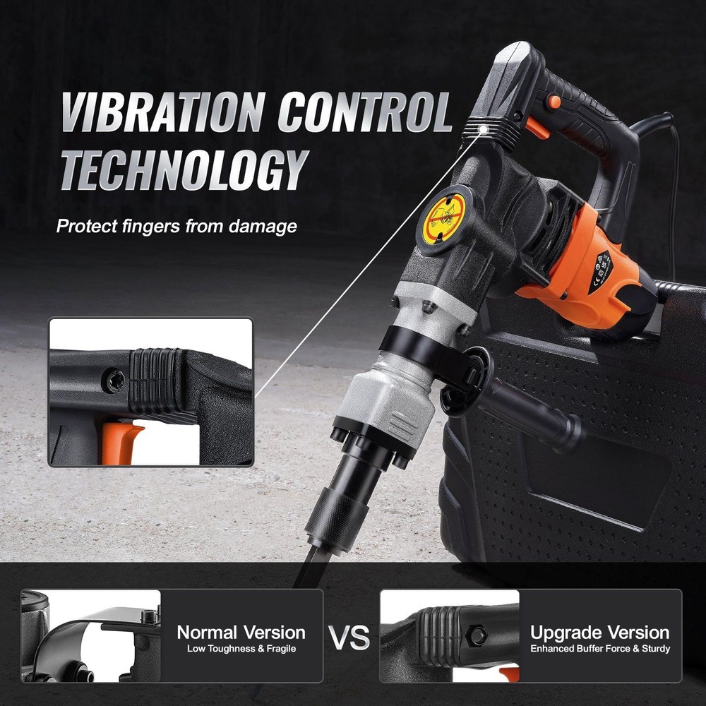 Efficient Electric Chisel Hammer 1400W 19J 2900BPM 5/8" Hex