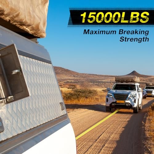 Tow Strap with Hooks, 2" x 20ft Heavy 2in x 20ft - 1 Pack with Hooks Yellow
