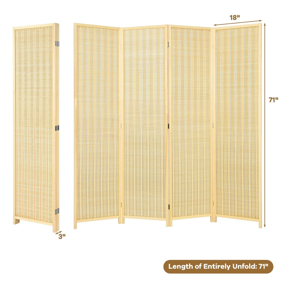 Costway 4 Panel Room Divider Screen Portable Folding 6 ft Partition Screen