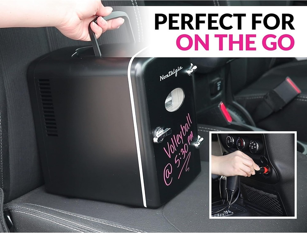 Chic 6-Can Retro Mini Fridge & Heater - Versatile Cooling & Warming Solution