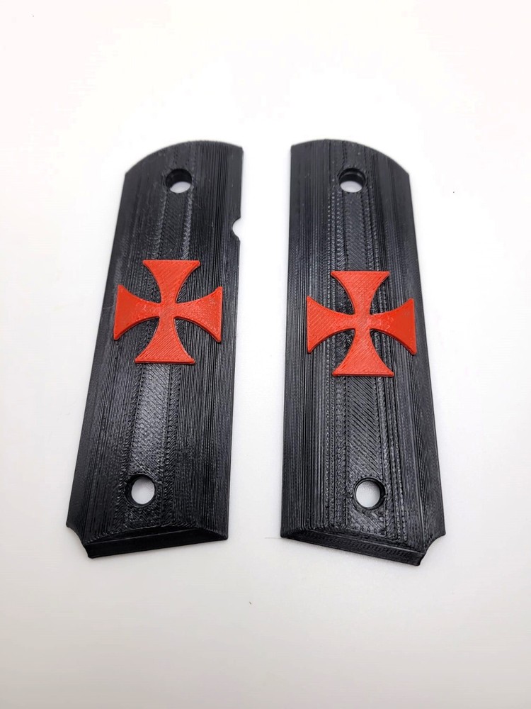 Full-Size 1911 Custom-Designed Grips with Templar Cross Design.