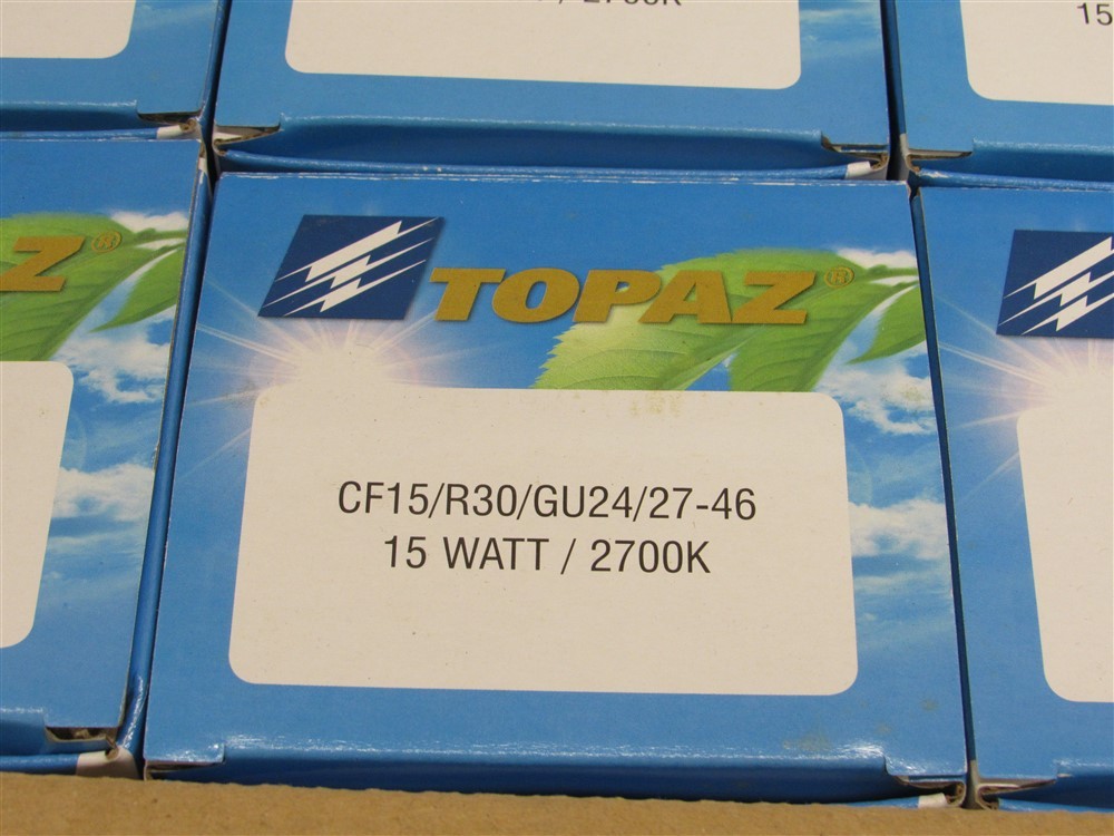 Lot of 10 NEW TOPAZ CF15/R30/GU24/28 R30 Flood Lights 15W 120V