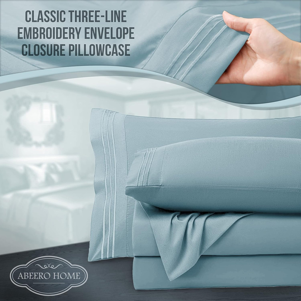 Full Size Bed Sheets Cooling - Luxury Hotel Sheet Set - Soft Sheet with Elastic