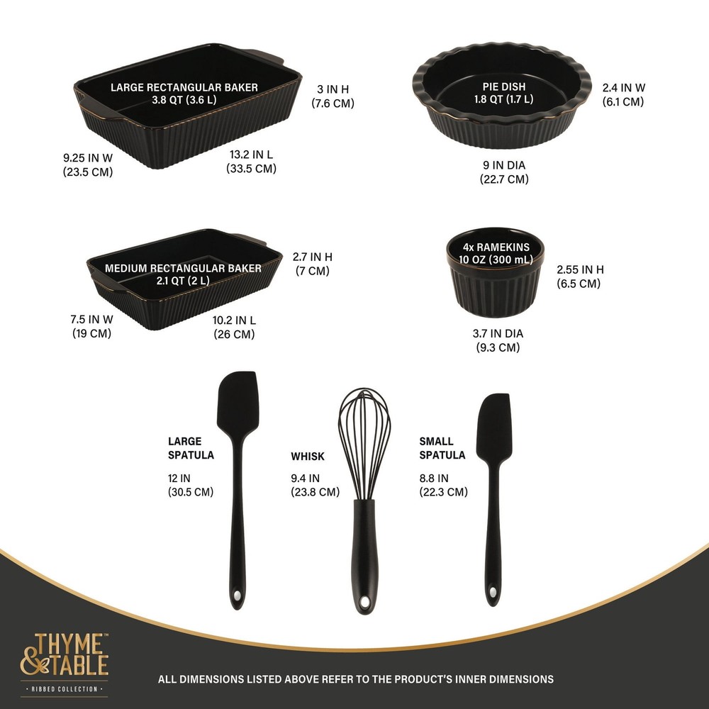 10-Piece Ceramic Bakeware Set Black