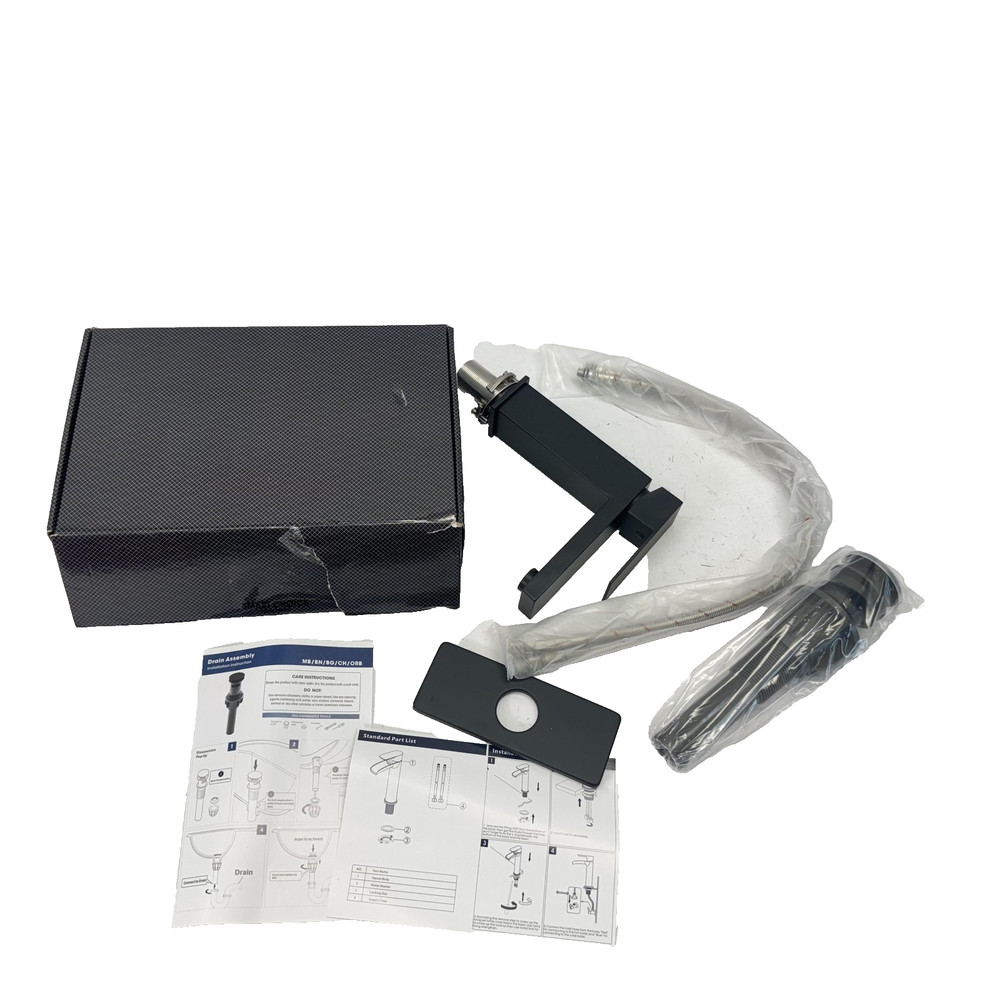 Matte Black Bathroom Faucet AA933MB Modern Single Handle Deck Mount Sink Set
