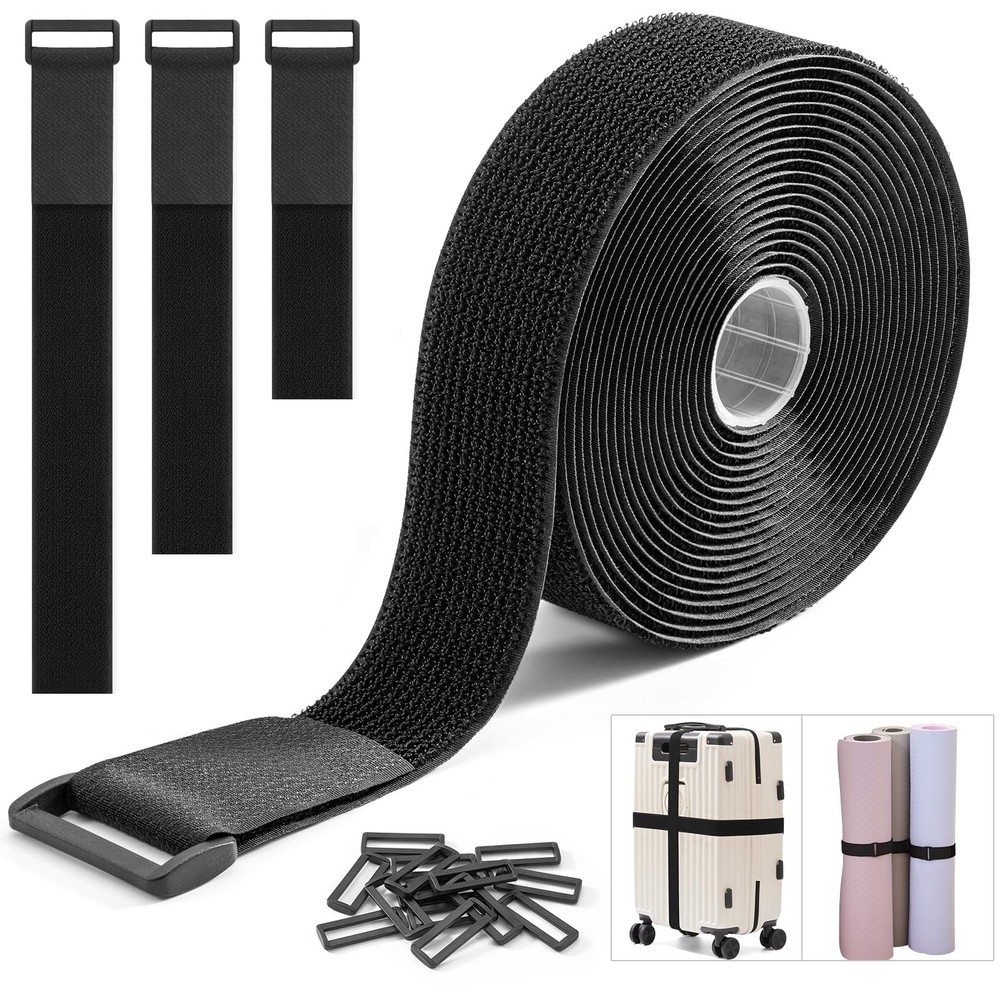 Trilancer 1.5in x 16ft Heavy Duty Hook  Loop Straps, 15 Pack Adjustable