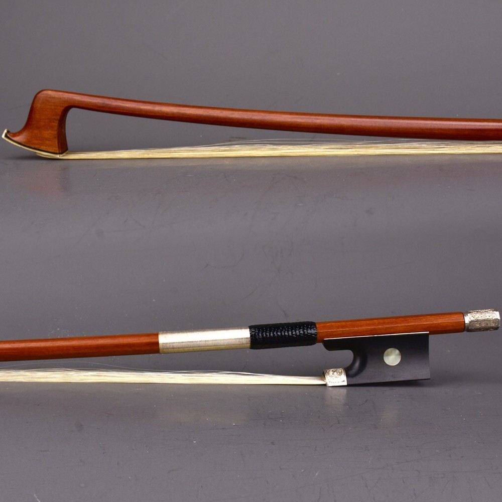Master E.SARTORY Copy Pernambuco Violin Bow 4/4 Ebony Big Eye Carved Silver Fast