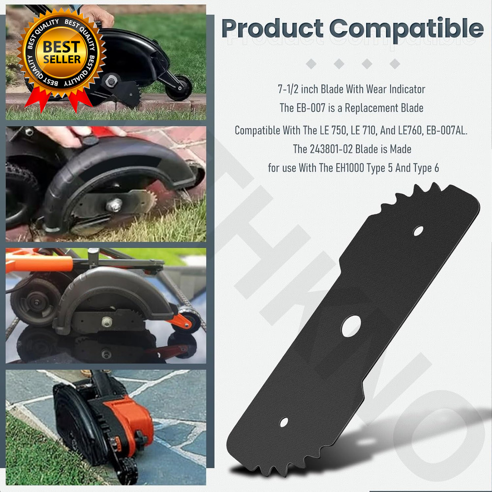 7-1/2-Inch EB-007 Edge Hog Heavy-Duty Edger Replacement Blade Compatible Black