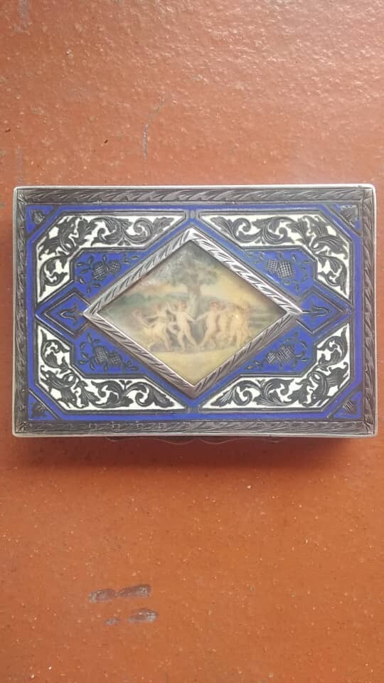 Antique Enameled Silver Box