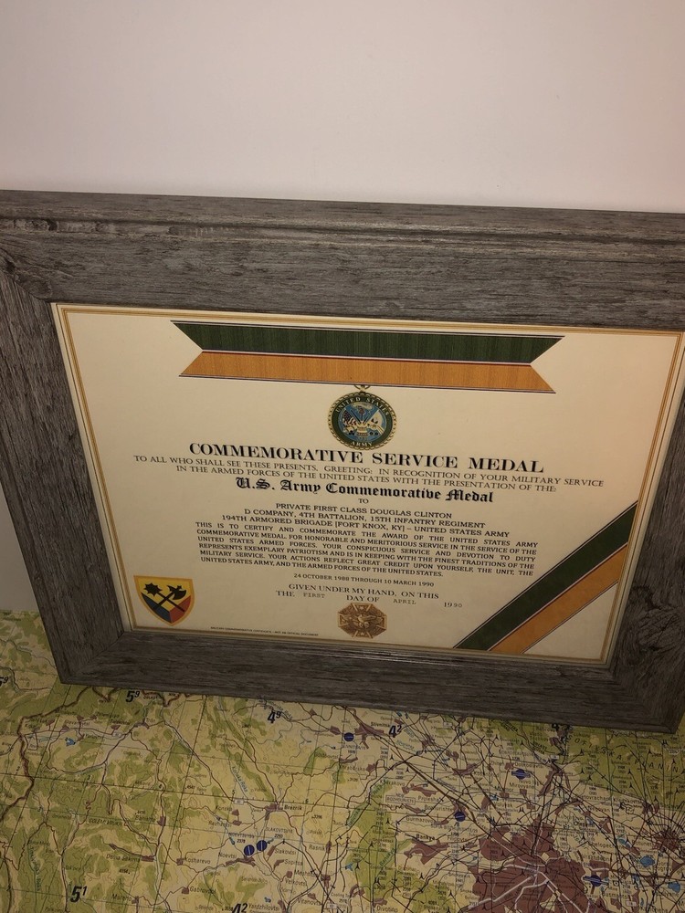 U.S. ARMY COMMEMORATIVE MEDAL CERTIFICATE ~ Type 1