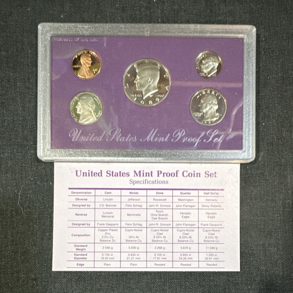 United States Mint 1989 Proof Set with Original Box and Specifications